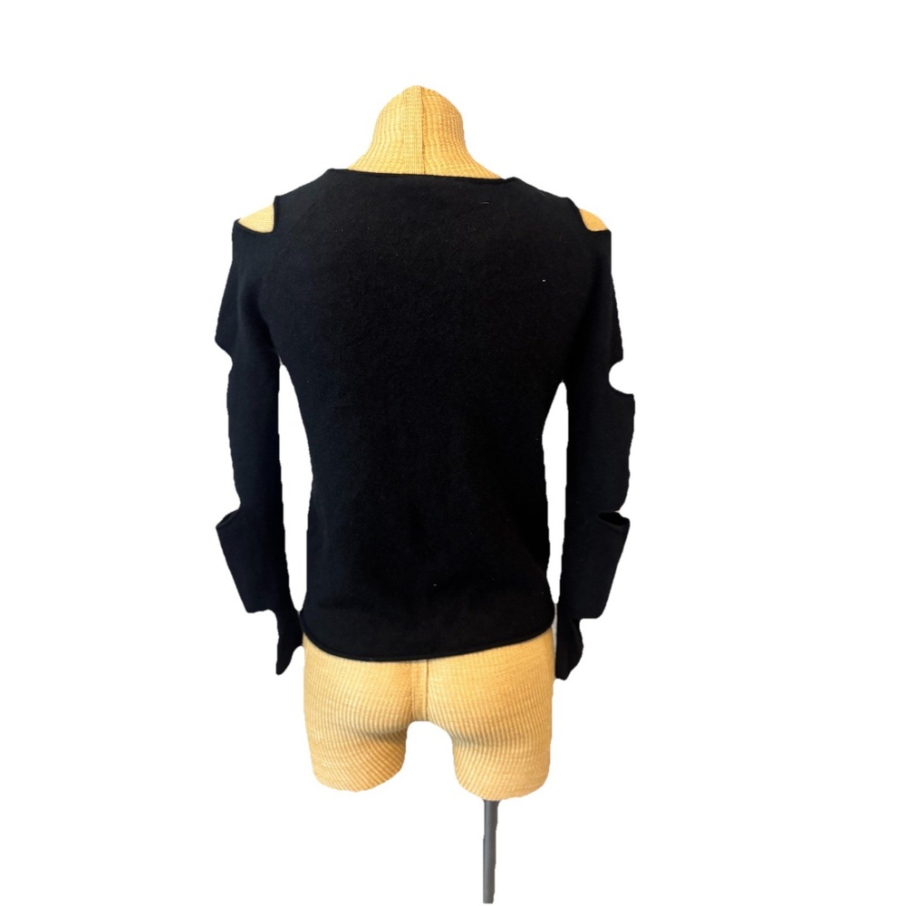 Skull Cashmere Womens Cut Out Long Sleeves Crew Neck Sweater Black Size Small - Picture 5 of 8